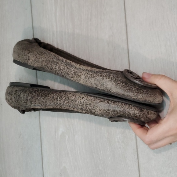 Tory Burch Womens Classic Reva brown distressed Leather Flats Ballet shoes sz 9M - Picture 9 of 12